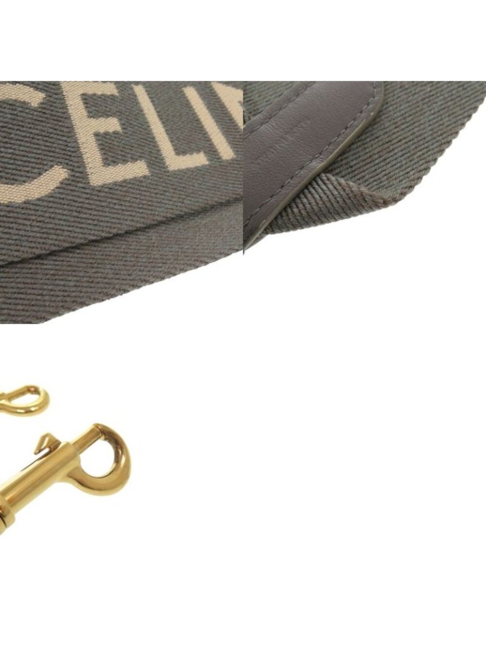 Celine Jacquard Short Strap Canvas Leather Gray Shoulder Bag - Picture 6 of 6